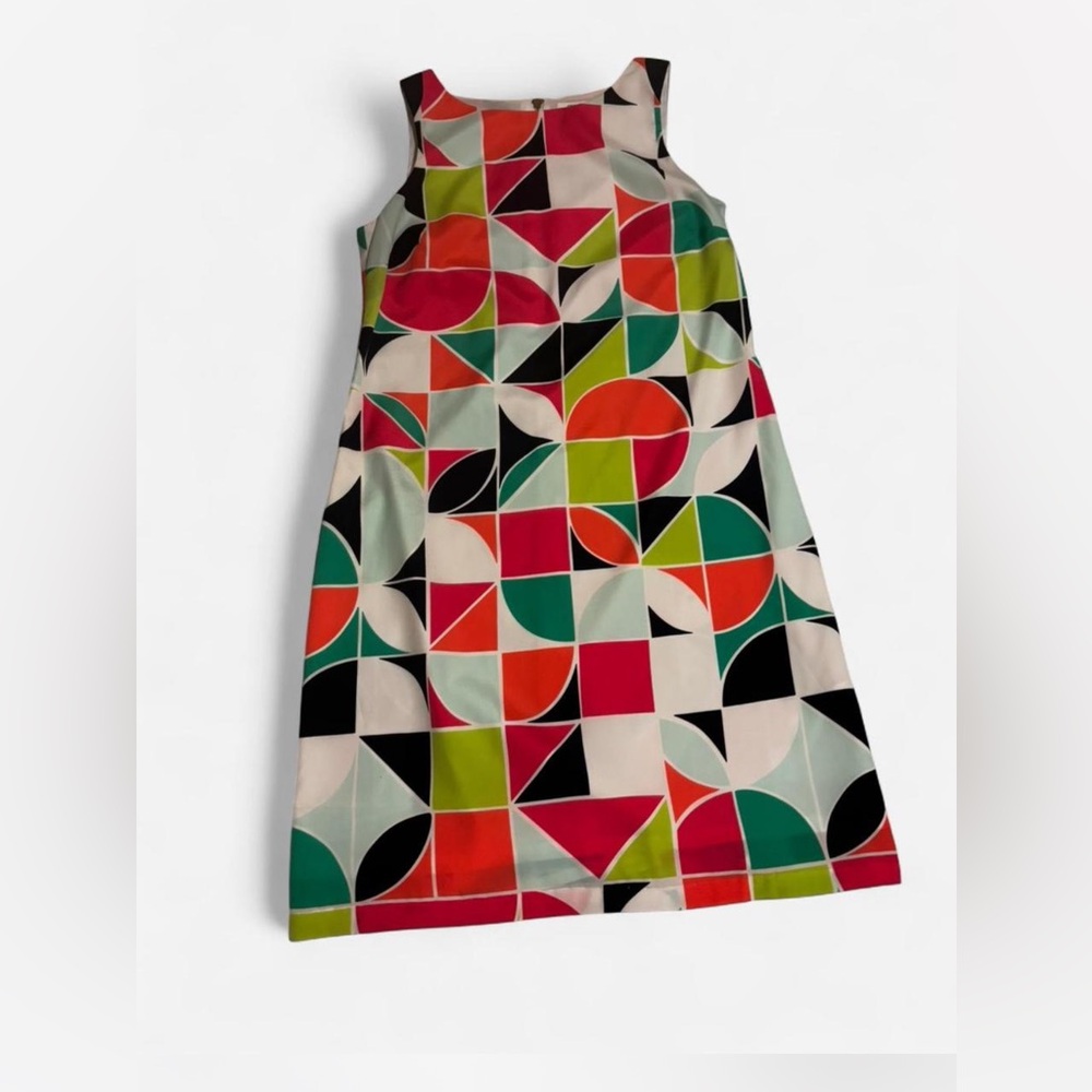 Crown & Ivy sz 4 Geometric Multicolor Sleeveless Dress mod retro sleeveless - Picture 2 of 14
